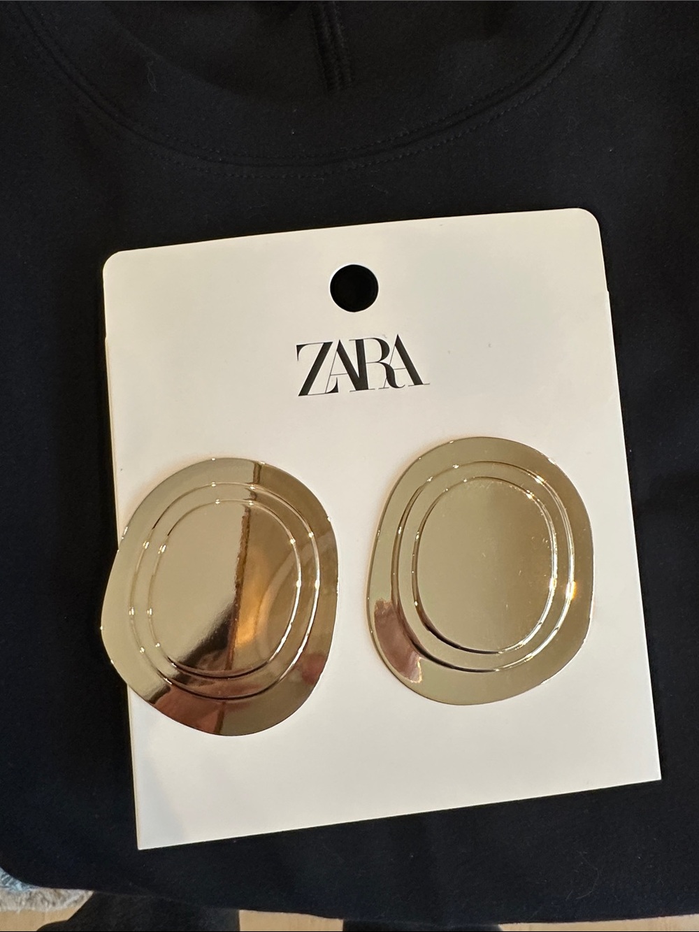 ZARA Gold Layered Oval Drop Earrings